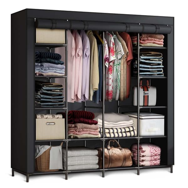 Stor tekstilgarderobe Massido MS-804 sort