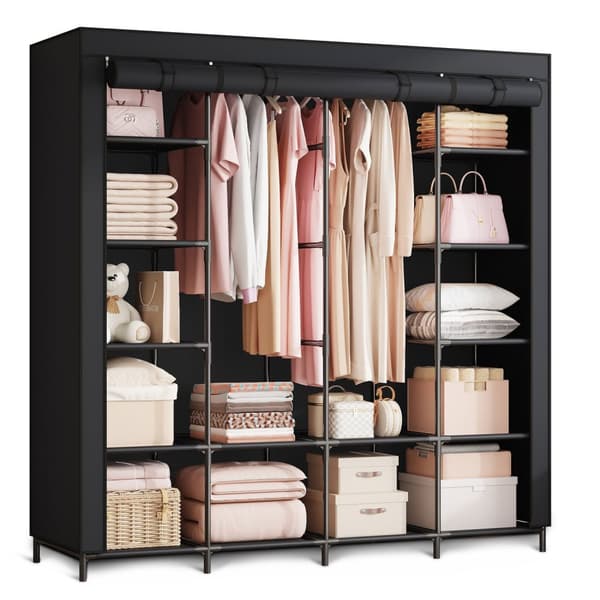 Stor tekstilgarderobe Massido MS-804 sort