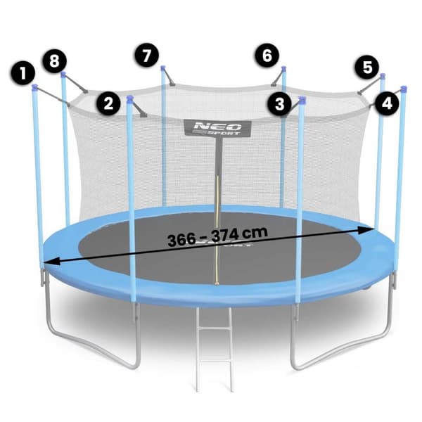 Innernett for 374 cm 12 fot Neo-Sport-trampolinen