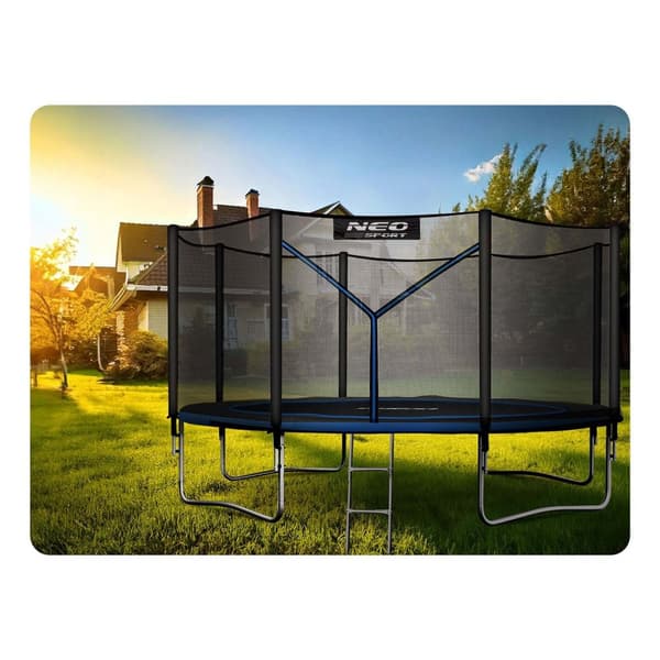 Trädgårdstrampolin 12ft/374cm med utomhusnät och stege Neo-Sport