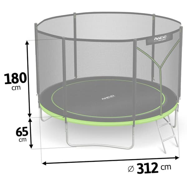 Trädgårdstrampolin 10ft/312cm med utomhusnät och stege Neo-Sport
