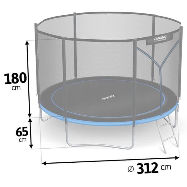 Hagetrampolin 10ft/312cm med utendørs nett og stige Neo-Sport