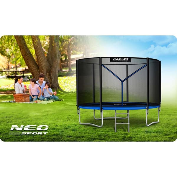 Hagetrampolin 10ft/312cm med utendørs nett og stige Neo-Sport
