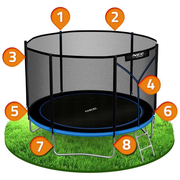 Hagetrampolin 10ft/312cm med utendørs nett og stige Neo-Sport