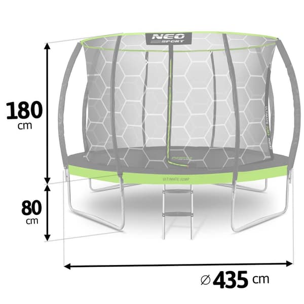 14ft/435cm profiloitu puutarhatrampoliini sisäverkolla Neo-Sport