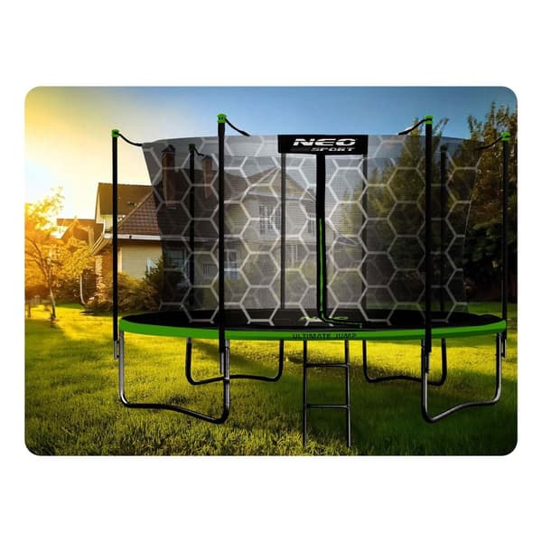 Hagetrampolin 14ft/435cm med innvendig nett og stige Neo-Sport