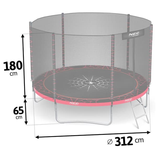 Havetrampolin 10ft/312cm med udendørs net og stige Neo-Sport