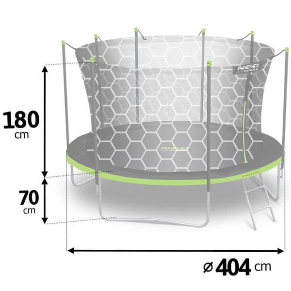 13ft/404cm puutarhatrampoliini sisäverkolla ja tikkaat Neo-Sport