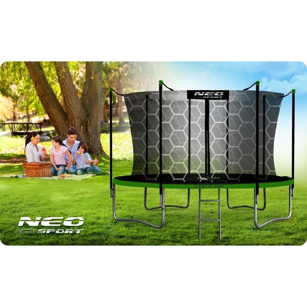 13ft/404cm puutarhatrampoliini sisäverkolla ja tikkaat Neo-Sport