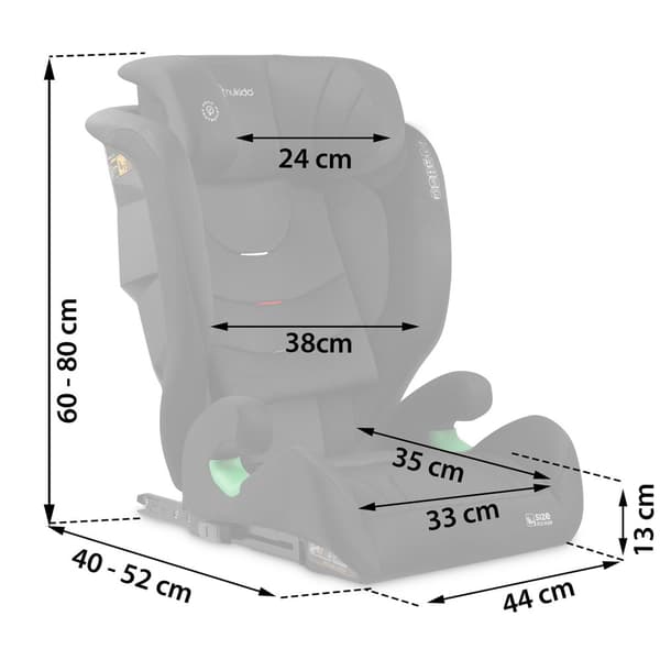 Nukido Louis Soft Autostol Sort 15-36kg ISOFIX