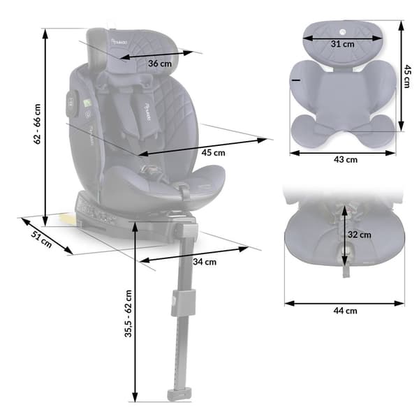 Nukido Aero Line Bilsete Sort/Marineblå 0-36kg ISOFIX