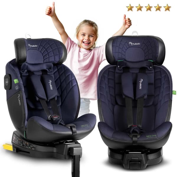 Nukido Aero Line Bilsete Sort/Marineblå 0-36kg ISOFIX