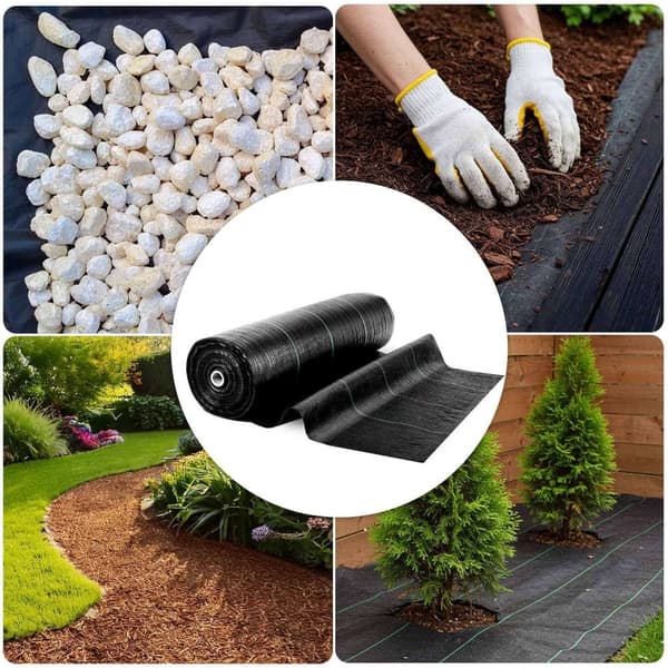 Hageagrotekstil 1,6 m x 50 m 70 g/m2 + 50 Plonos-stifter - svart