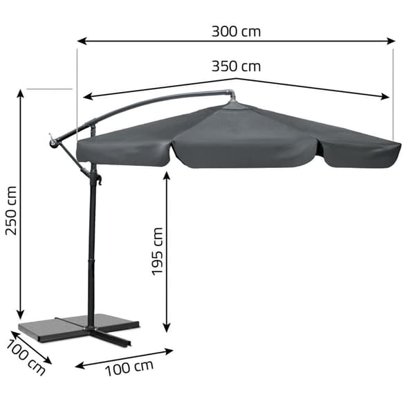 Sammenleggbar hageparaply 8 segmenter 350 cm med trekk Plonos PL-881