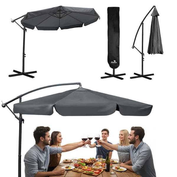 Sammenleggbar hageparaply 8 segmenter 350 cm med trekk Plonos PL-881