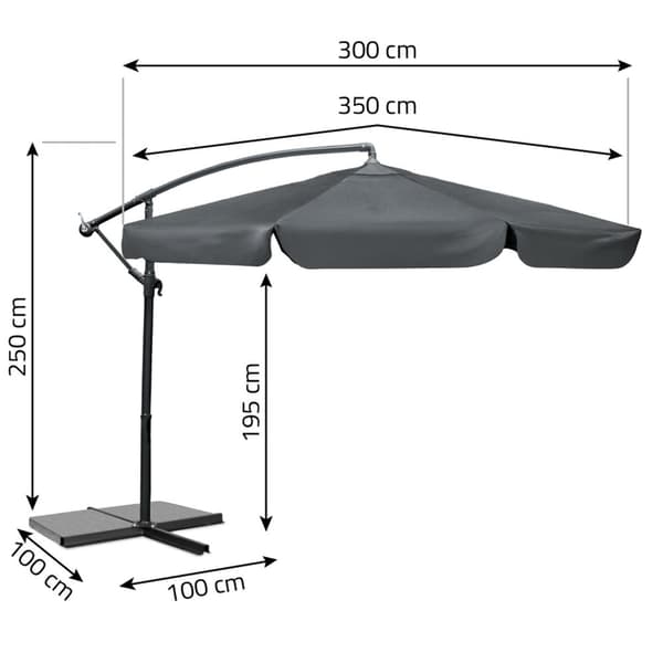 Sammenleggbar hageparaply 6 segmenter 350 cm med trekk Plonos PL-880