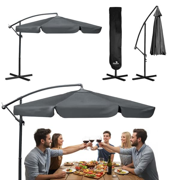 Sammenleggbar hageparaply 6 segmenter 350 cm med trekk Plonos PL-880