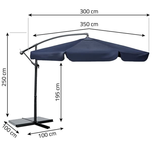 Kokoontaittuva puutarhasateenvarjo 8 segmenttiä 350 cm kannella Plonos PL-881