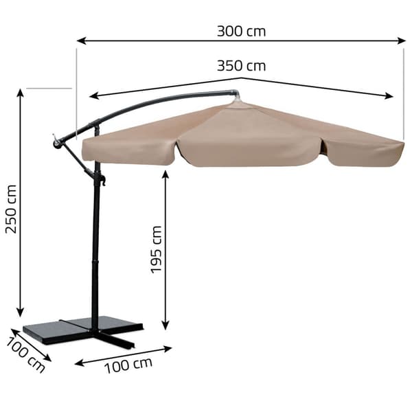 Sammenleggbar hageparaply 8 segmenter 350 cm med trekk Plonos PL-881