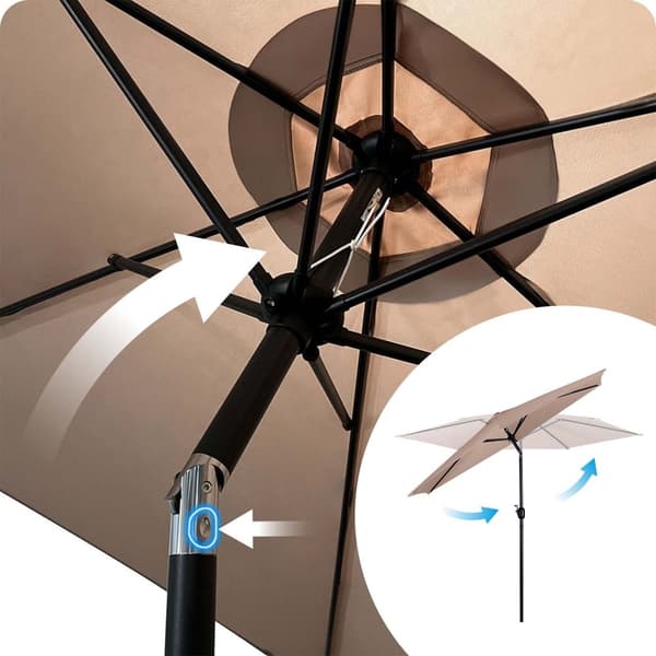 Taitettava puutarhasateenvarjo 6 segmenttiä 300 cm kannella Plonos PL-884