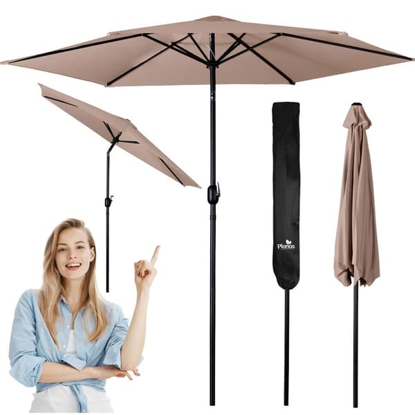 Taitettava puutarhasateenvarjo 6 segmenttiä 300 cm kannella Plonos PL-884