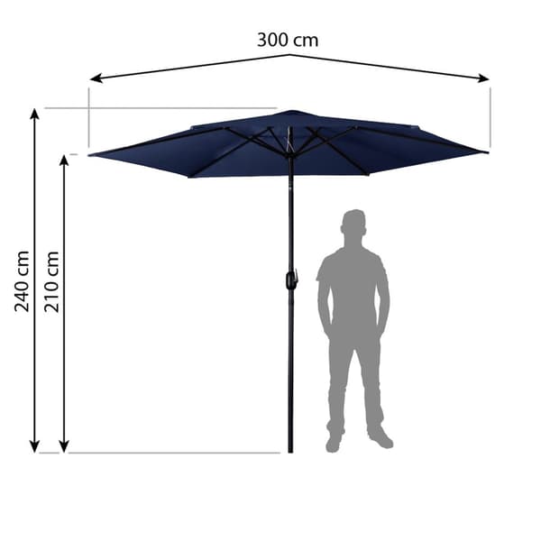Sammenleggbar hageparaply 6 segmenter 300 cm med trekk Plonos PL-884