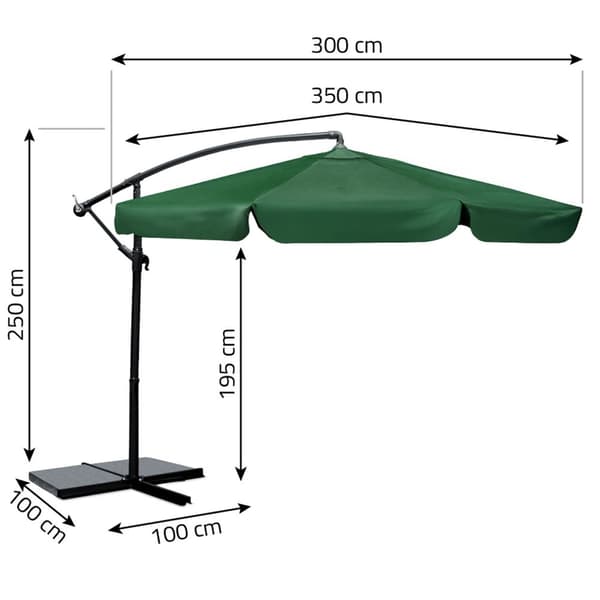 Kokoontaittuva puutarhasateenvarjo 8 segmenttiä 350 cm kannella Plonos PL-881