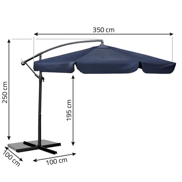 Sammenleggbar hageparaply 6 segmenter 350 cm med trekk Plonos PL-880