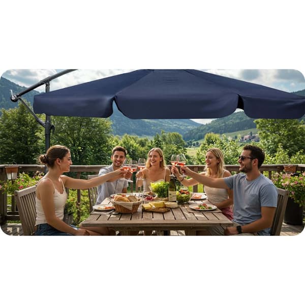 Sammenleggbar hageparaply 6 segmenter 350 cm med trekk Plonos PL-880