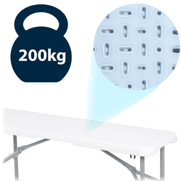 Sammenleggbar serveringshagebenk 180 cm Plonos hvit