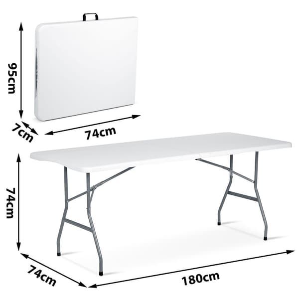 Fällbart trädgårdsserveringsbord 180 cm Plonos vit