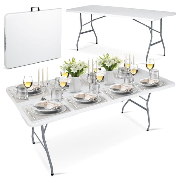 Fällbart trädgårdsserveringsbord 180 cm Plonos vit
