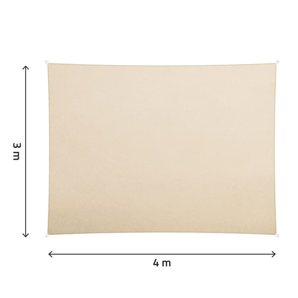 Rektangulært solseil 3x4m Plonos PL-885 beige