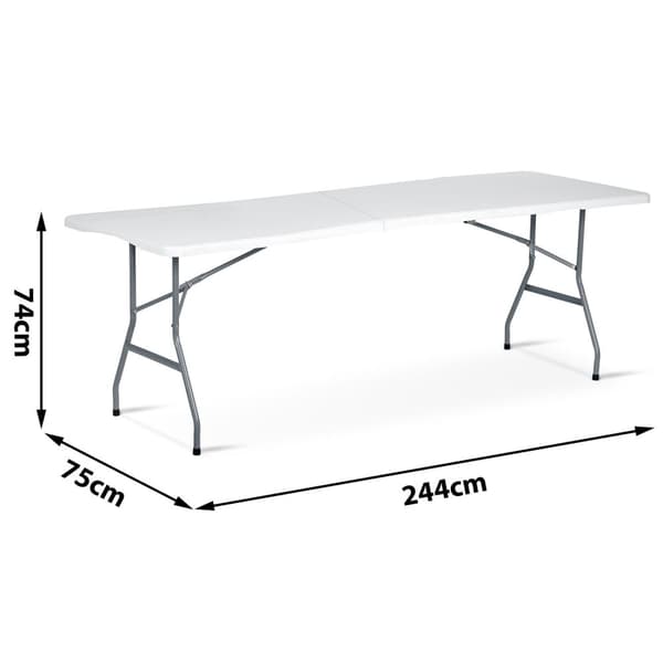 Sammenleggbart hageserveringsbord 244 cm Plonos hvit