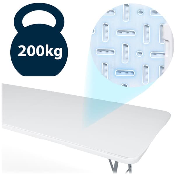 Sammenleggbart hageserveringsbord 244 cm Plonos hvit