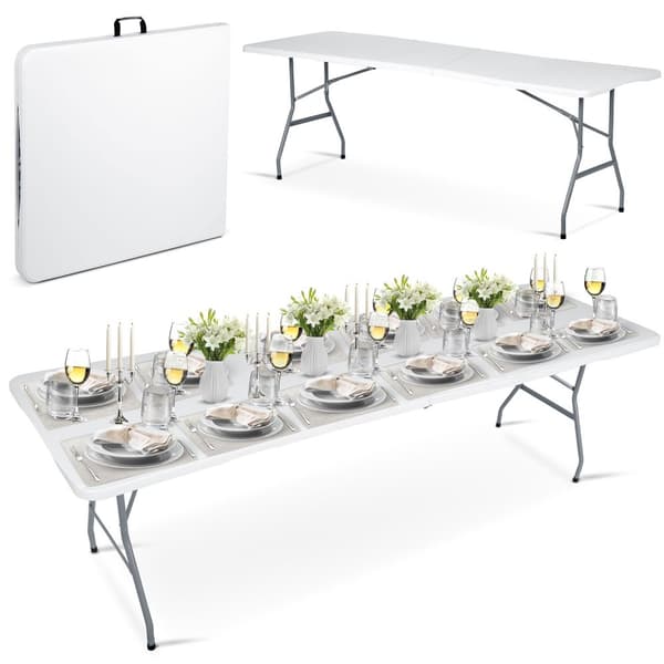 Sammenleggbart hageserveringsbord 244 cm Plonos hvit