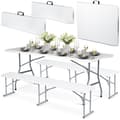Miniatyrbilde 1 av 9: Catering sett hage klappbord + 2 benker 180 cm Plonos hvit