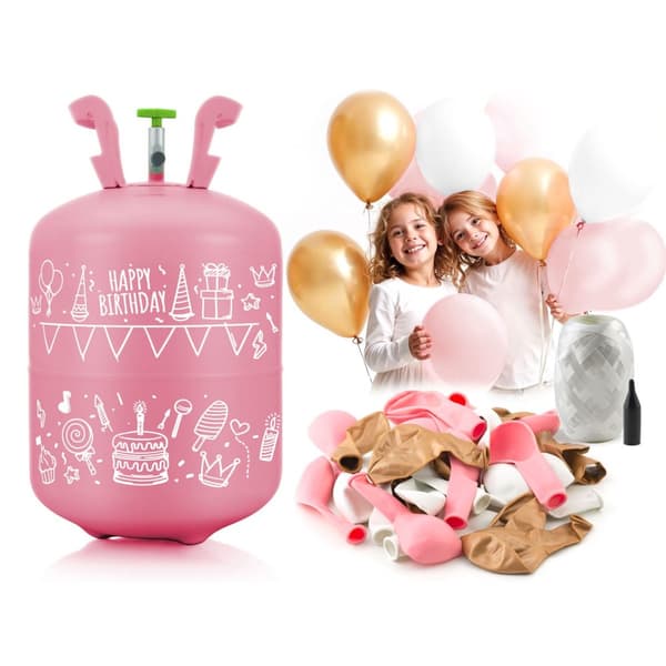 Helium cylinder 0,20 m3 med balloner og bånd Ricokids