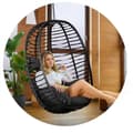 Miniatyrbilde 4 av 9: Toskana sort hengende hagestol + sorte Sofotel-puter