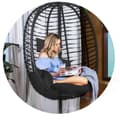 Miniatyrbilde 8 av 9: Toskana sort hengende hagestol + sorte Sofotel-puter
