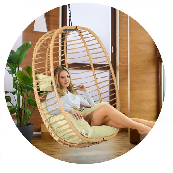 Toskana musta riippuva puutarhatuoli + beige tyynyt Sofotel