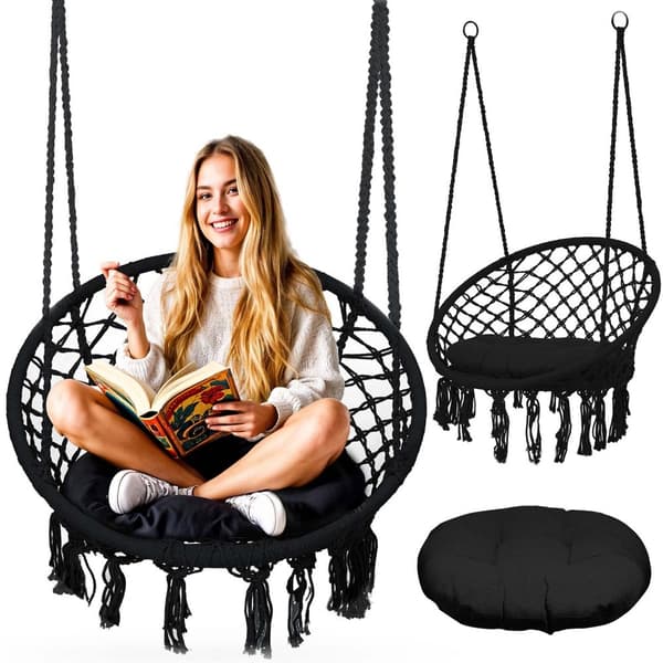 Hengende hagesvingestol BOHO svart