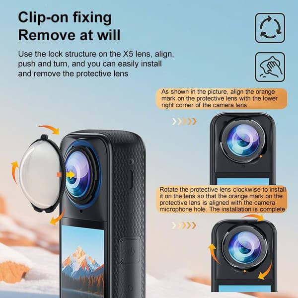 INF Roterende linsebeskyttelse for Insta360 X5 - Forbedret beskyttelse