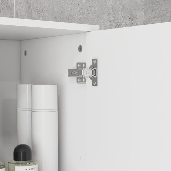 Kapea kylpyhuonekaappi, korkea wc-kaappi korkeakiiltovalkoisella laatikolla, säädettävä hylly ja 2 avointa lokeroa, pieniin huoneisiin kylpyhuone 30 x