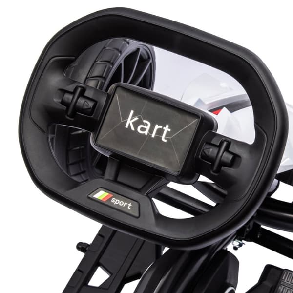 El-gokart til børn 12 V 3-5 km/t driftkart med 2-vejs justerbar tilstand, sikkerhedssele, rat, gokart børnebil til 3-8 årige børn, hvid |