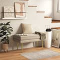 Miniatyrbilde 3 av 10: Benk, polstret benk med oppbevaringsplass, fløyelslook, sengebenk med stålben, skobenk, oppbevaringsbenk til stue, soverom, beige, 79,5 x 37,5 x 43 cm