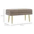 Miniatyrbilde 4 av 10: Benk, polstret benk med oppbevaringsplass, fløyelslook, sengebenk med stålben, skobenk, oppbevaringsbenk til stue, soverom, beige, 79,5 x 37,5 x 43 cm