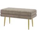 Miniatyrbilde 1 av 10: Benk, polstret benk med oppbevaringsplass, fløyelslook, sengebenk med stålben, skobenk, oppbevaringsbenk til stue, soverom, beige, 79,5 x 37,5 x 43 cm