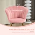 Miniatyrbilde 7 av 10: Lenestol lenestol med armlener, metallben, avslapningsstol med ryggstøtte i lotusdesign, fløyelslook, polstret stol til stue, soverom rosa |