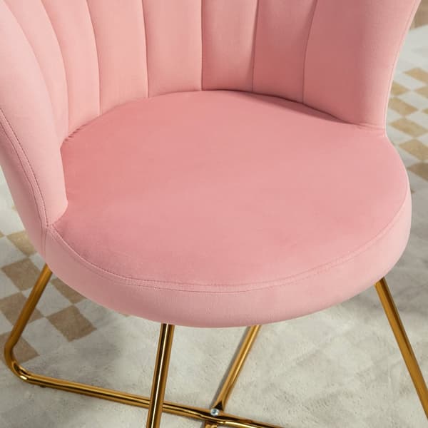 Lenestol lenestol med armlener, metallben, avslapningsstol med ryggstøtte i lotusdesign, fløyelslook, polstret stol til stue, soverom rosa |